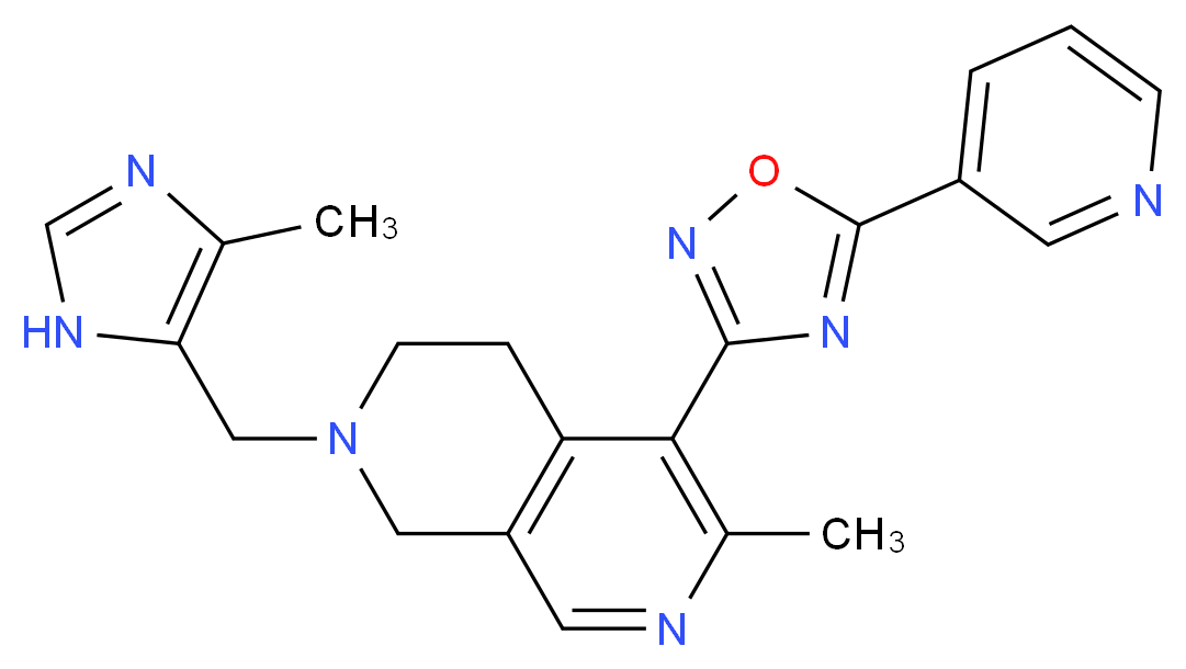 6-methyl-2-[(4-methyl-1H-imidazol-5-yl)methyl]-5-(5-pyridin-3-yl-1,2,4-oxadiazol-3-yl)-1,2,3,4-tetrahydro-2,7-naphthyridine_分子结构_CAS_)