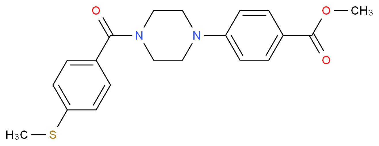 methyl 4-{4-[4-(methylthio)benzoyl]-1-piperazinyl}benzoate_分子结构_CAS_)