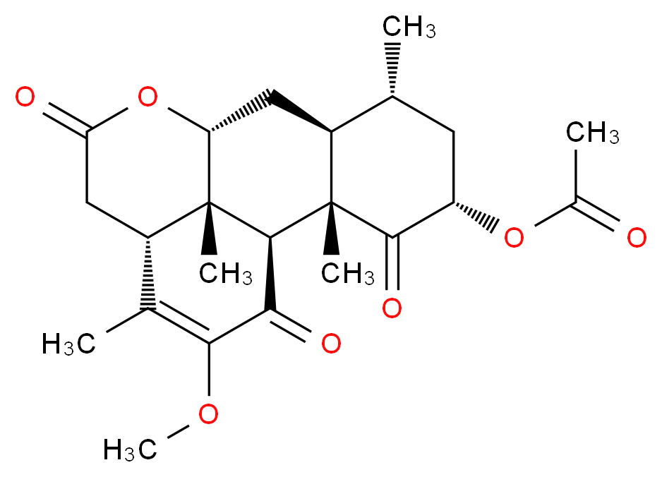 (1S,2S,4S,6R,7S,9R,13R,17S)-15-methoxy-2,6,14,17-tetramethyl-3,11,16-trioxo-10-oxatetracyclo[7.7.1.0<sup>2</sup>,<sup>7</sup>.0<sup>1</sup><sup>3</sup>,<sup>1</sup><sup>7</sup>]heptadec-14-en-4-yl acetate_分子结构_CAS_30315-04-9