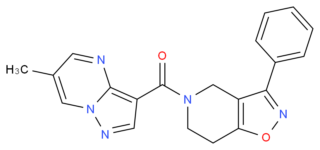 5-[(6-methylpyrazolo[1,5-a]pyrimidin-3-yl)carbonyl]-3-phenyl-4,5,6,7-tetrahydroisoxazolo[4,5-c]pyridine_分子结构_CAS_)