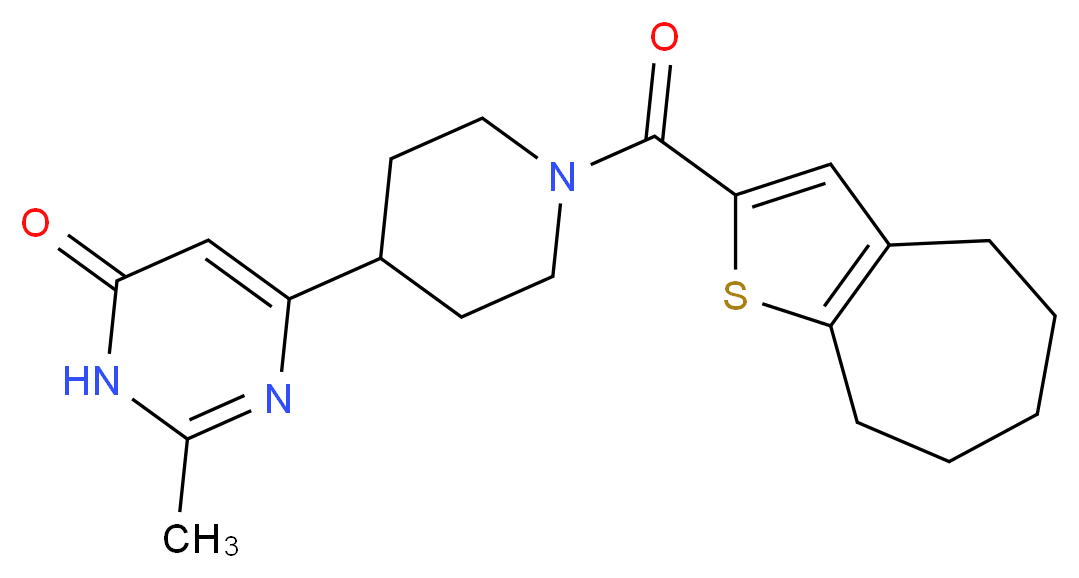 2-methyl-6-[1-(5,6,7,8-tetrahydro-4H-cyclohepta[b]thien-2-ylcarbonyl)piperidin-4-yl]pyrimidin-4(3H)-one_分子结构_CAS_)