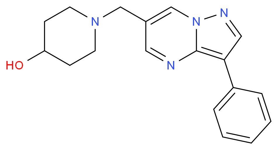 1-[(3-phenylpyrazolo[1,5-a]pyrimidin-6-yl)methyl]piperidin-4-ol_分子结构_CAS_)