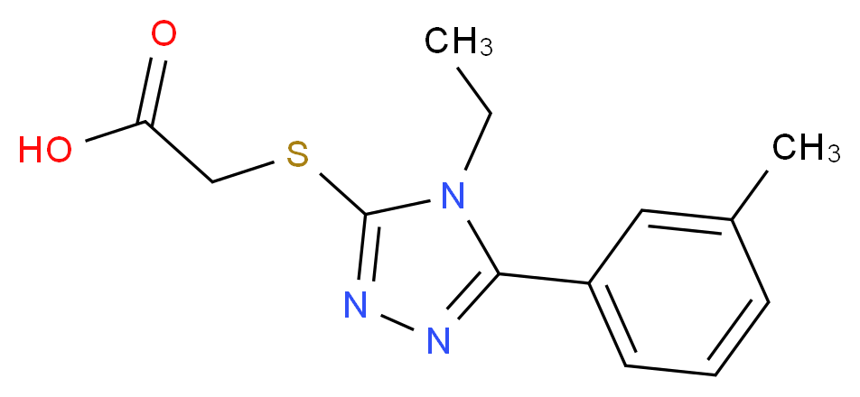 {[4-ethyl-5-(3-methylphenyl)-4H-1,2,4-triazol-3-yl]thio}acetic acid_分子结构_CAS_)