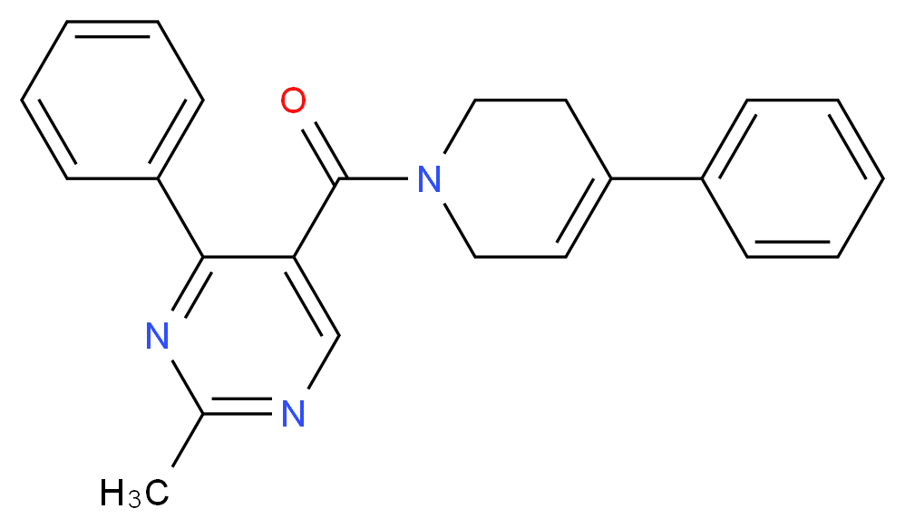 2-methyl-4-phenyl-5-[(4-phenyl-3,6-dihydropyridin-1(2H)-yl)carbonyl]pyrimidine_分子结构_CAS_)