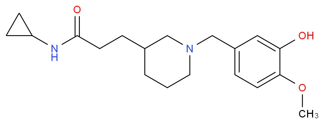 N-cyclopropyl-3-[1-(3-hydroxy-4-methoxybenzyl)-3-piperidinyl]propanamide_分子结构_CAS_)