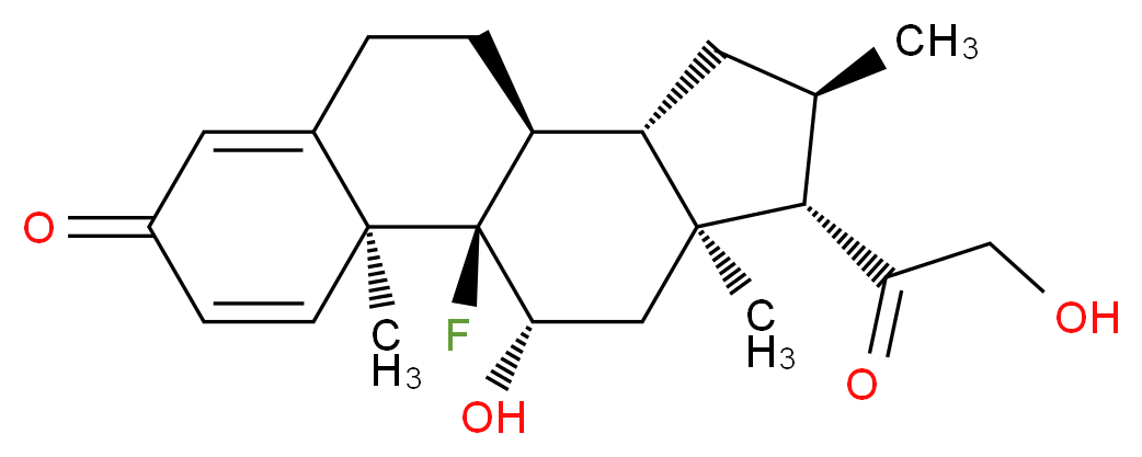 (1R,2S,10S,11S,13R,14S,15S,17S)-1-fluoro-17-hydroxy-14-(2-hydroxyacetyl)-2,13,15-trimethyltetracyclo[8.7.0.0^{2,7}.0^{11,15}]heptadeca-3,6-dien-5-one_分子结构_CAS_382-67-2