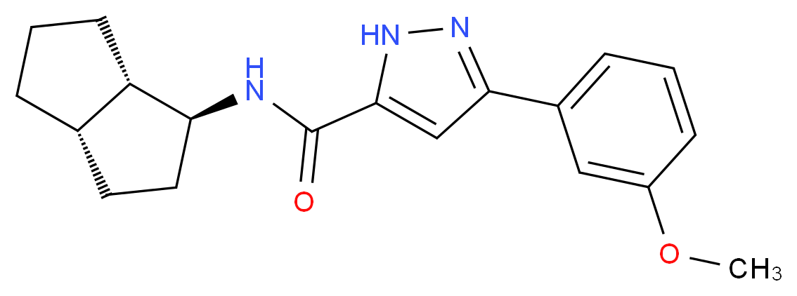 3-(3-methoxyphenyl)-N-[(1S*,3aS*,6aS*)-octahydropentalen-1-yl]-1H-pyrazole-5-carboxamide_分子结构_CAS_)