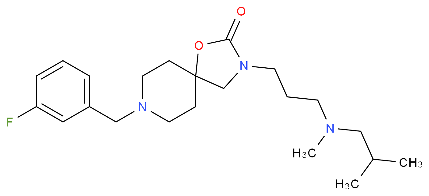 8-(3-fluorobenzyl)-3-{3-[isobutyl(methyl)amino]propyl}-1-oxa-3,8-diazaspiro[4.5]decan-2-one_分子结构_CAS_)