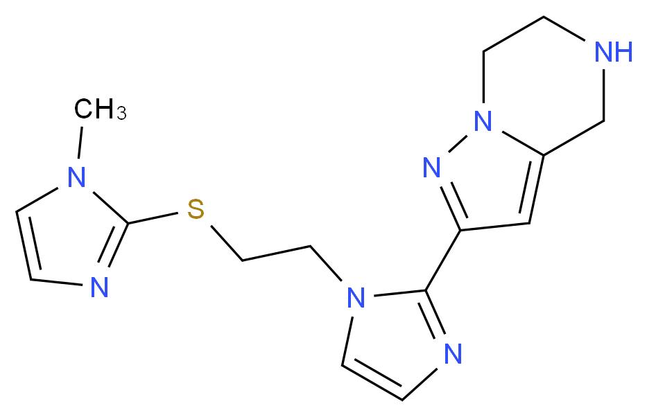 2-(1-{2-[(1-methyl-1H-imidazol-2-yl)thio]ethyl}-1H-imidazol-2-yl)-4,5,6,7-tetrahydropyrazolo[1,5-a]pyrazine_分子结构_CAS_)