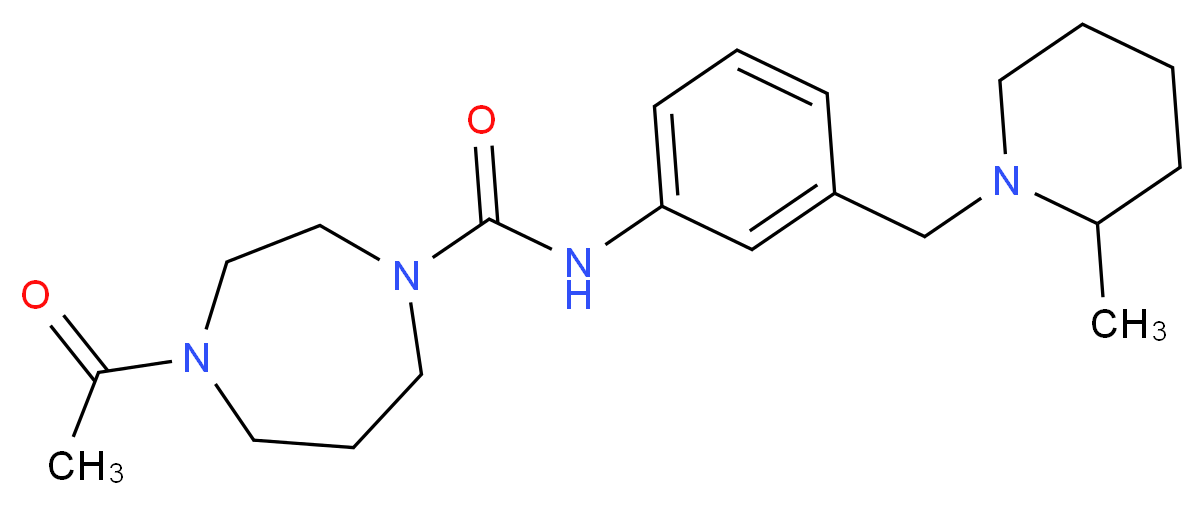 4-acetyl-N-{3-[(2-methylpiperidin-1-yl)methyl]phenyl}-1,4-diazepane-1-carboxamide_分子结构_CAS_)