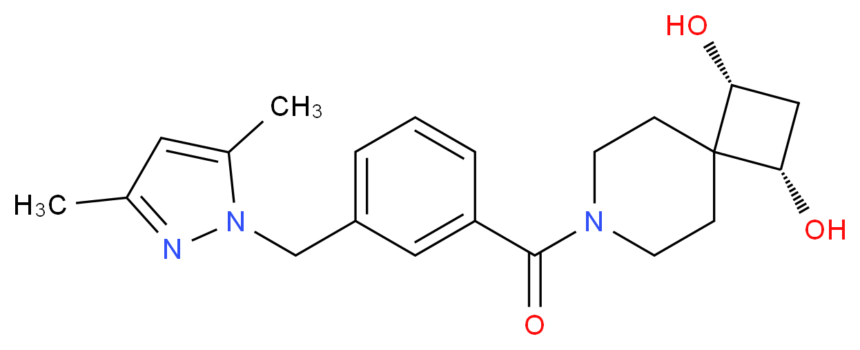 (1R*,3S*)-7-{3-[(3,5-dimethyl-1H-pyrazol-1-yl)methyl]benzoyl}-7-azaspiro[3.5]nonane-1,3-diol_分子结构_CAS_)