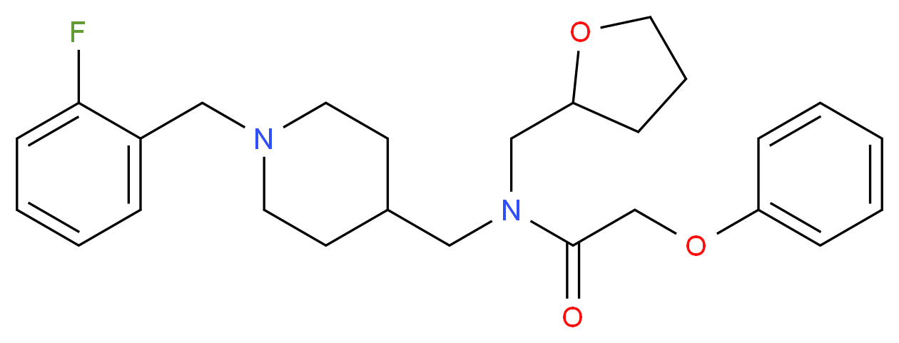 N-{[1-(2-fluorobenzyl)-4-piperidinyl]methyl}-2-phenoxy-N-(tetrahydro-2-furanylmethyl)acetamide_分子结构_CAS_)