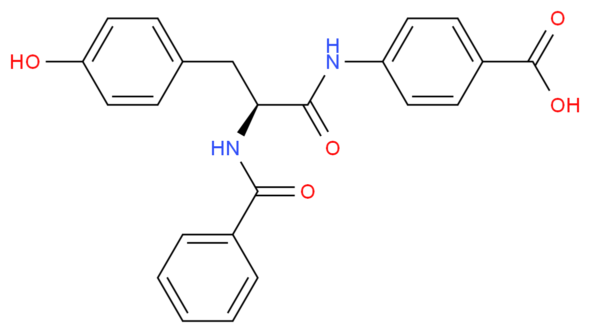 4-[(2S)-3-(4-hydroxyphenyl)-2-(phenylformamido)propanamido]benzoic acid_分子结构_CAS_37106-97-1