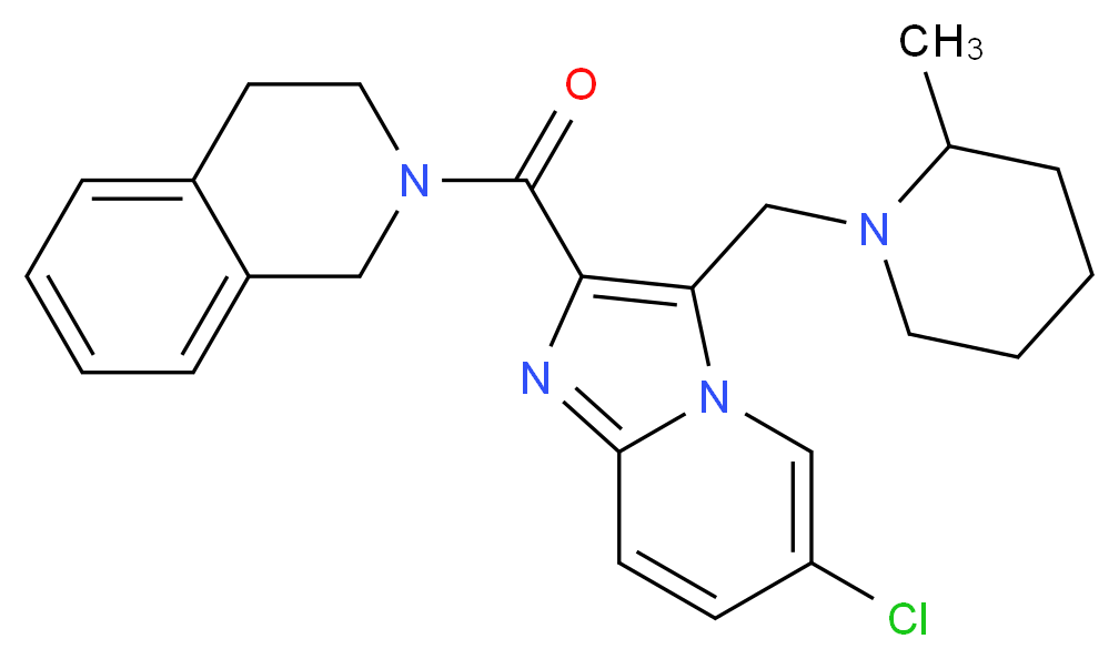 2-({6-chloro-3-[(2-methyl-1-piperidinyl)methyl]imidazo[1,2-a]pyridin-2-yl}carbonyl)-1,2,3,4-tetrahydroisoquinoline_分子结构_CAS_)