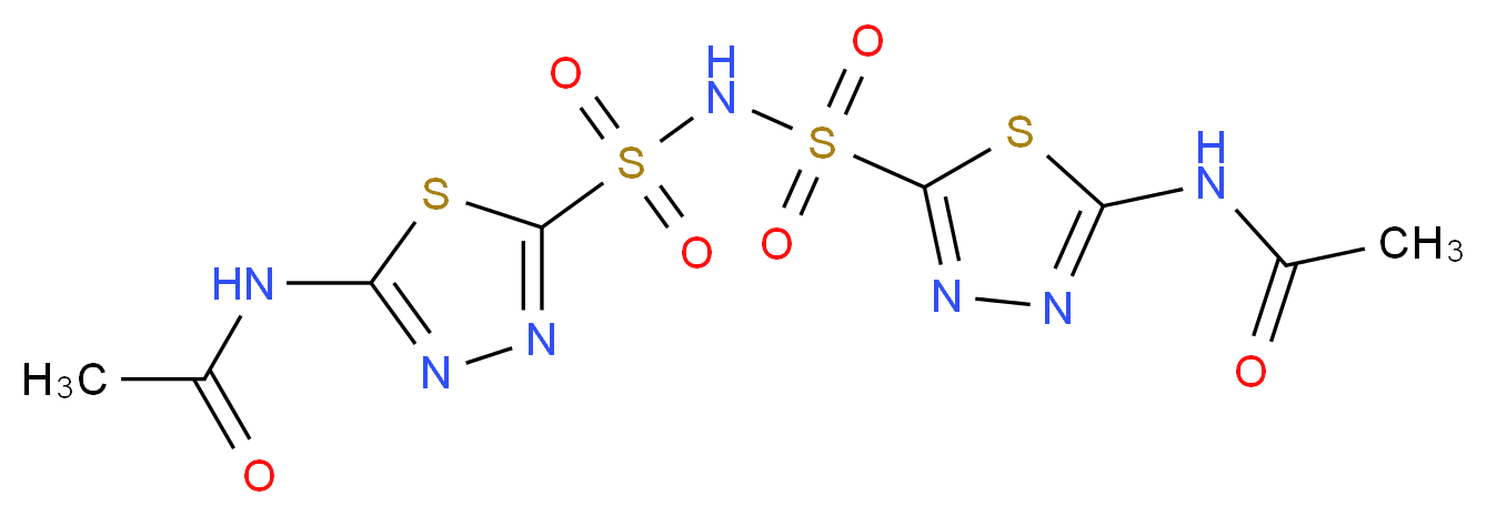 N-{5-[(5-acetamido-1,3,4-thiadiazole-2-sulfonamido)sulfonyl]-1,3,4-thiadiazol-2-yl}acetamide_分子结构_CAS_80495-47-2