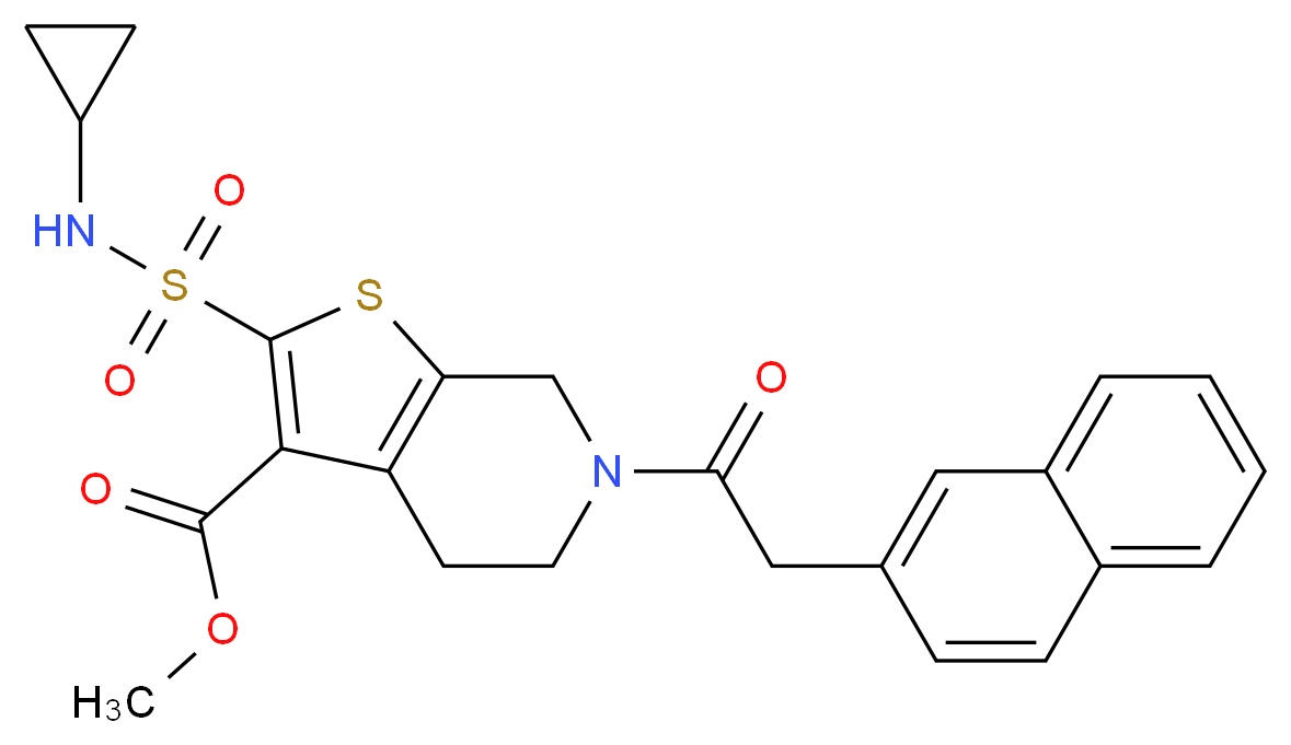 methyl 2-[(cyclopropylamino)sulfonyl]-6-(2-naphthylacetyl)-4,5,6,7-tetrahydrothieno[2,3-c]pyridine-3-carboxylate_分子结构_CAS_)