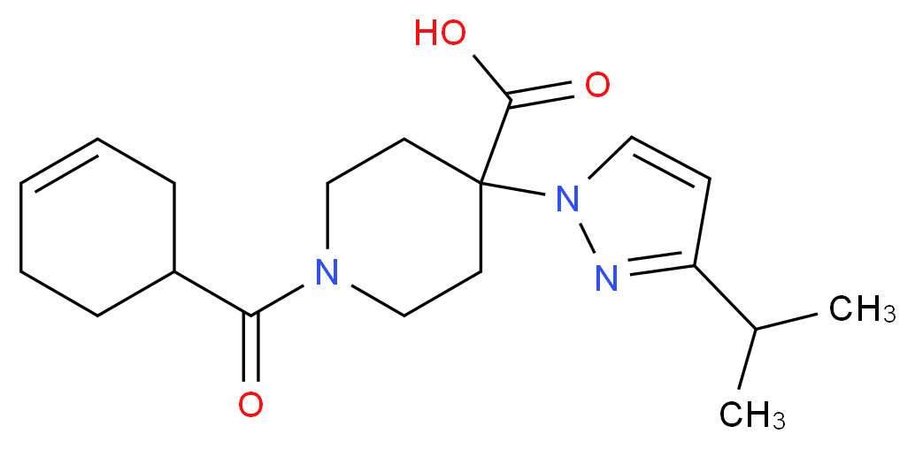 1-(cyclohex-3-en-1-ylcarbonyl)-4-(3-isopropyl-1H-pyrazol-1-yl)piperidine-4-carboxylic acid_分子结构_CAS_)