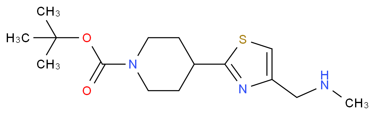 tert-butyl 4-{4-[(methylamino)methyl]-1,3-thiazol-2-yl}piperidine-1-carboxylate_分子结构_CAS_869901-03-1