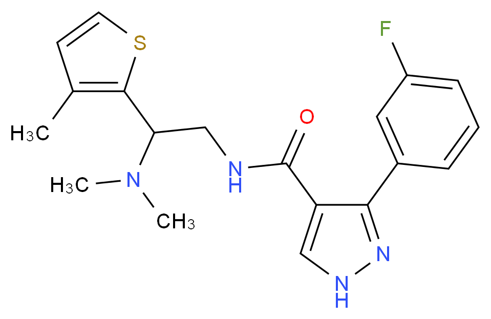 N-[2-(dimethylamino)-2-(3-methyl-2-thienyl)ethyl]-3-(3-fluorophenyl)-1H-pyrazole-4-carboxamide_分子结构_CAS_)