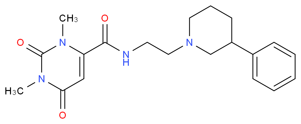 1,3-dimethyl-2,6-dioxo-N-[2-(3-phenylpiperidin-1-yl)ethyl]-1,2,3,6-tetrahydropyrimidine-4-carboxamide_分子结构_CAS_)