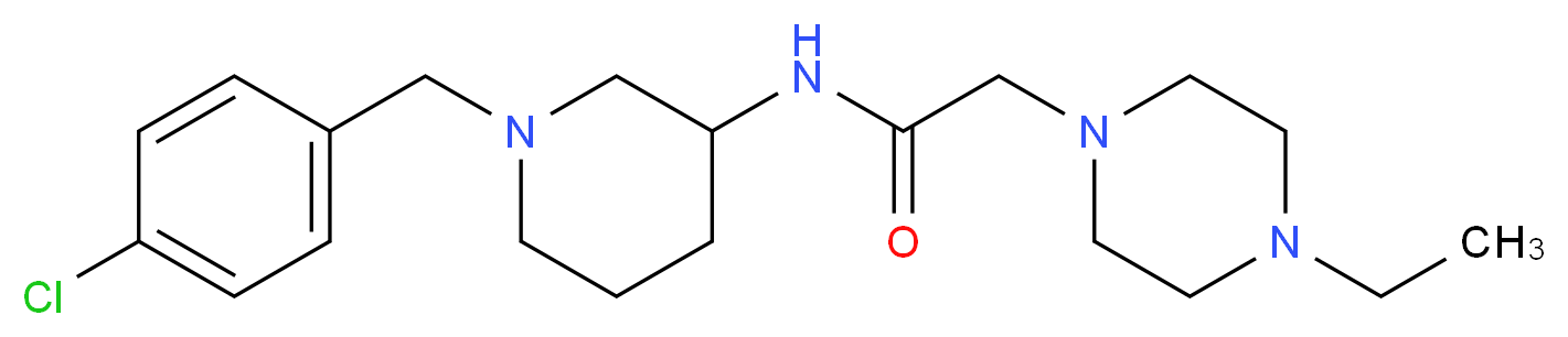 N-[1-(4-chlorobenzyl)-3-piperidinyl]-2-(4-ethyl-1-piperazinyl)acetamide_分子结构_CAS_)