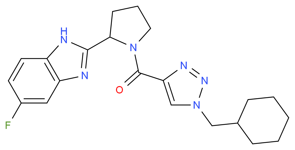 2-(1-{[1-(cyclohexylmethyl)-1H-1,2,3-triazol-4-yl]carbonyl}-2-pyrrolidinyl)-5-fluoro-1H-benzimidazole_分子结构_CAS_)