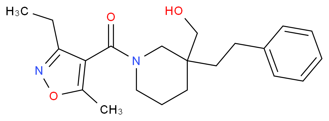 [1-[(3-ethyl-5-methyl-4-isoxazolyl)carbonyl]-3-(2-phenylethyl)-3-piperidinyl]methanol_分子结构_CAS_)