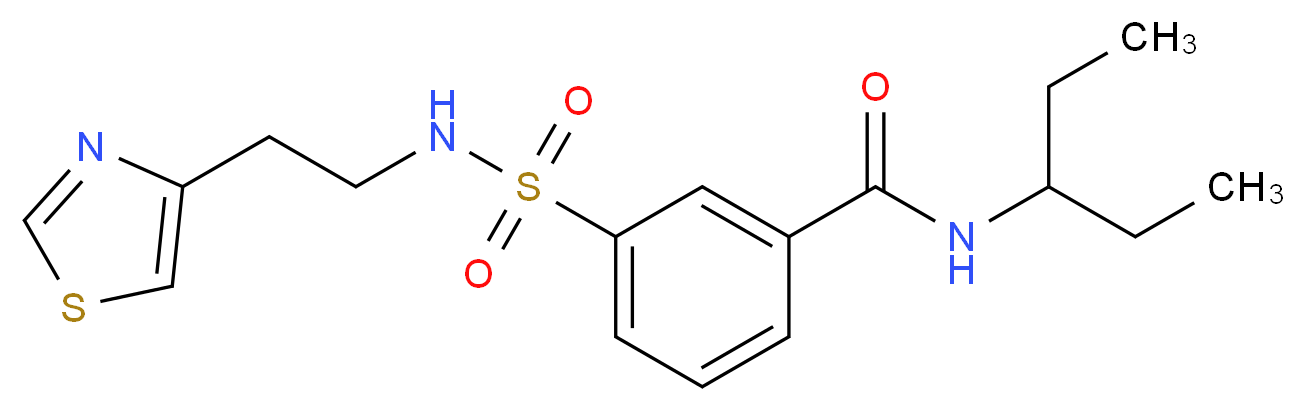 N-(1-ethylpropyl)-3-({[2-(1,3-thiazol-4-yl)ethyl]amino}sulfonyl)benzamide_分子结构_CAS_)