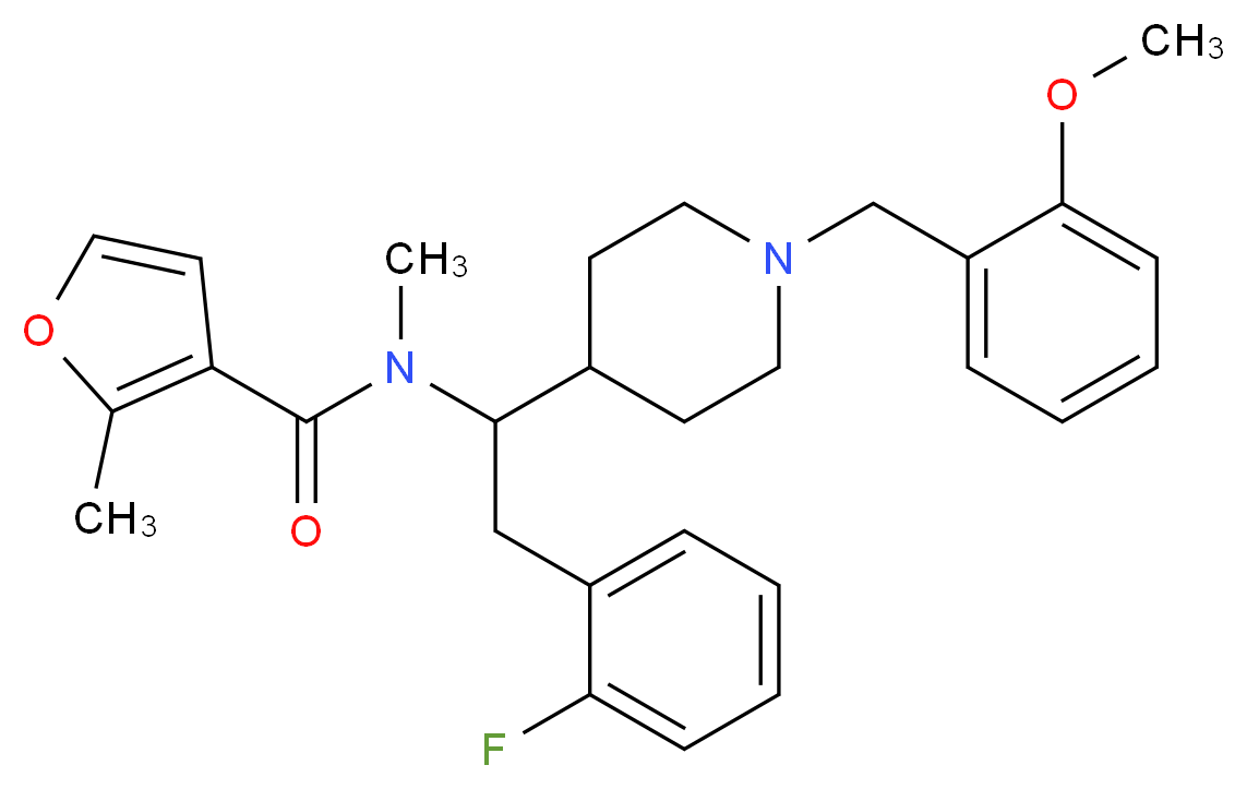N-{2-(2-fluorophenyl)-1-[1-(2-methoxybenzyl)-4-piperidinyl]ethyl}-N,2-dimethyl-3-furamide_分子结构_CAS_)