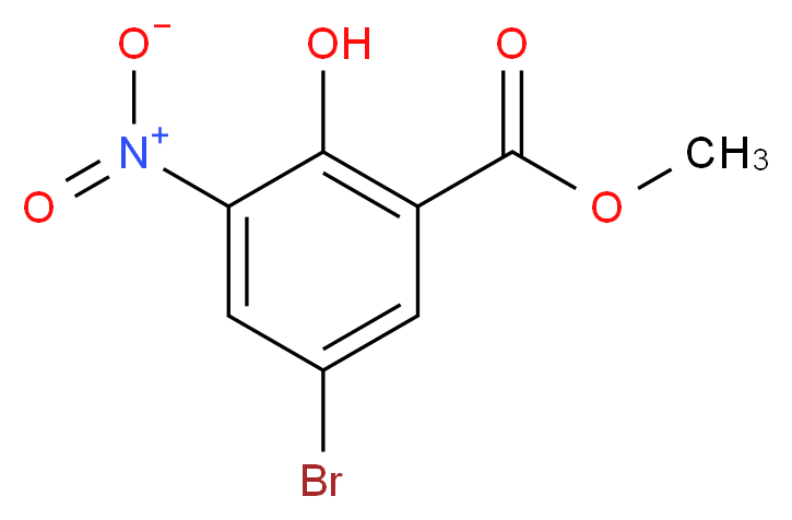 Methyl 5-bromo-2-hydroxy-3-nitrobenzenecarboxylate_分子结构_CAS_91983-31-2)