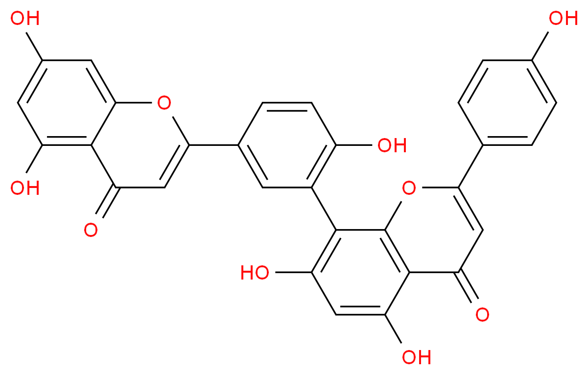 8-[5-(5,7-dihydroxy-4-oxo-4H-chromen-2-yl)-2-hydroxyphenyl]-5,7-dihydroxy-2-(4-hydroxyphenyl)-4H-chromen-4-one_分子结构_CAS_1617-53-4