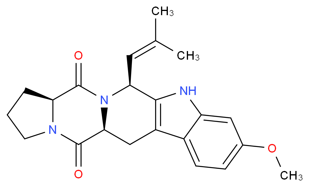 (1S,12S,15S)-7-methoxy-12-(2-methylprop-1-en-1-yl)-10,13,19-triazapentacyclo[11.7.0.0<sup>3</sup>,<sup>1</sup><sup>1</sup>.0<sup>4</sup>,<sup>9</sup>.0<sup>1</sup><sup>5</sup>,<sup>1</sup><sup>9</sup>]icosa-3(11),4,6,8-tetraene-14,20-dione_分子结构_CAS_118974-02-0