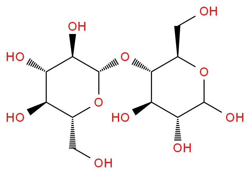 (3R,4R,5S,6R)-6-(hydroxymethyl)-5-{[(2S,3R,4S,5S,6R)-3,4,5-trihydroxy-6-(hydroxymethyl)oxan-2-yl]oxy}oxane-2,3,4-triol_分子结构_CAS_528-50-7