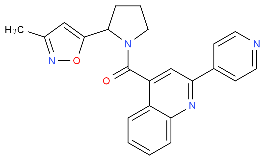 4-{[2-(3-methyl-5-isoxazolyl)-1-pyrrolidinyl]carbonyl}-2-(4-pyridinyl)quinoline_分子结构_CAS_)