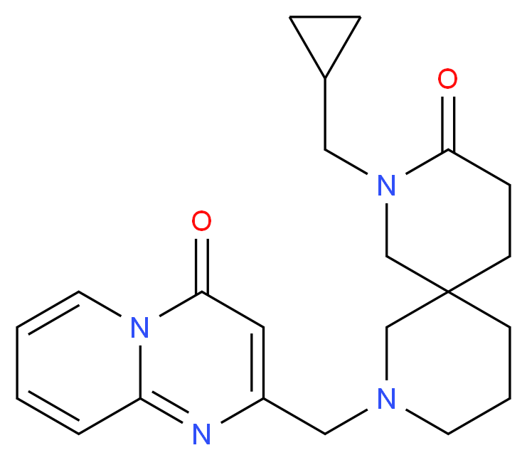 2-(cyclopropylmethyl)-8-[(4-oxo-4H-pyrido[1,2-a]pyrimidin-2-yl)methyl]-2,8-diazaspiro[5.5]undecan-3-one_分子结构_CAS_)