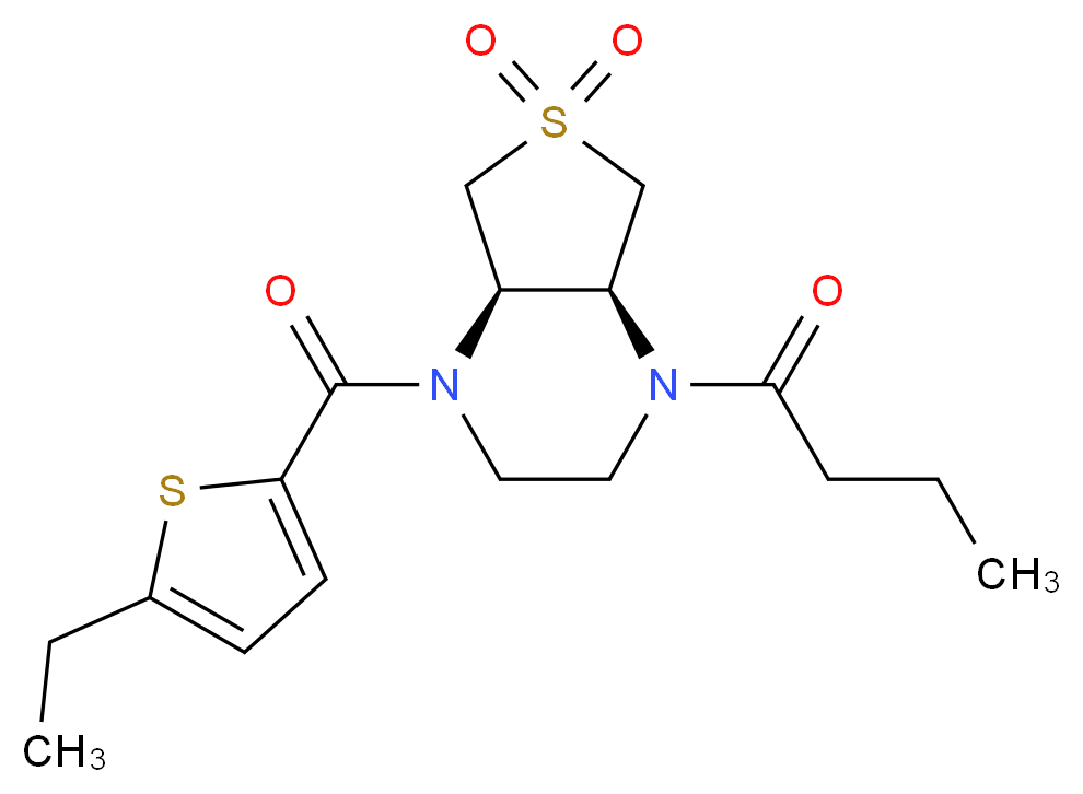 (4aR*,7aS*)-1-butyryl-4-[(5-ethyl-2-thienyl)carbonyl]octahydrothieno[3,4-b]pyrazine 6,6-dioxide_分子结构_CAS_)