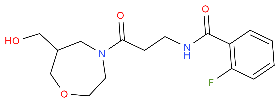 2-fluoro-N-{3-[6-(hydroxymethyl)-1,4-oxazepan-4-yl]-3-oxopropyl}benzamide (non-preferred name)_分子结构_CAS_)