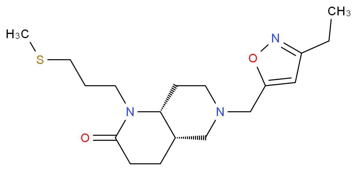 (4aS*,8aR*)-6-[(3-ethylisoxazol-5-yl)methyl]-1-[3-(methylthio)propyl]octahydro-1,6-naphthyridin-2(1H)-one_分子结构_CAS_)