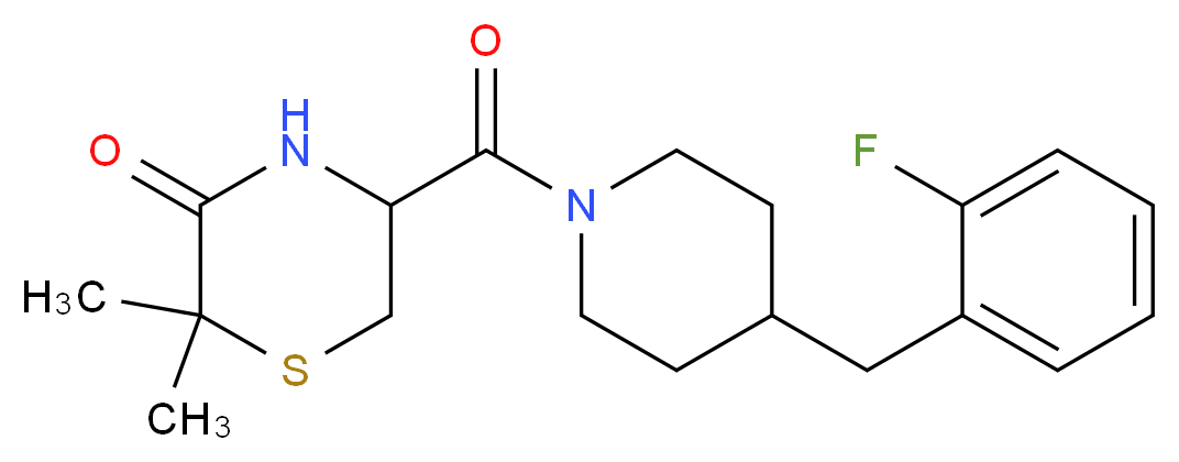5-{[4-(2-fluorobenzyl)-1-piperidinyl]carbonyl}-2,2-dimethyl-3-thiomorpholinone_分子结构_CAS_)