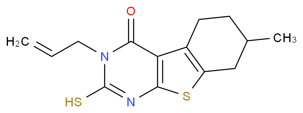 11-methyl-4-(prop-2-en-1-yl)-5-sulfanyl-8-thia-4,6-diazatricyclo[7.4.0.0<sup>2</sup>,<sup>7</sup>]trideca-1(9),2(7),5-trien-3-one_分子结构_CAS_307512-22-7