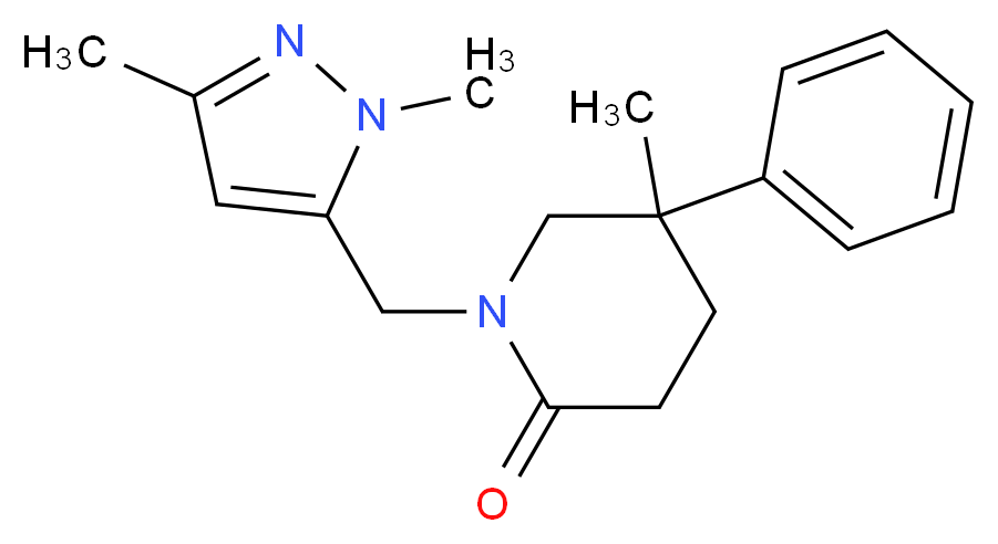 1-[(1,3-dimethyl-1H-pyrazol-5-yl)methyl]-5-methyl-5-phenylpiperidin-2-one_分子结构_CAS_)