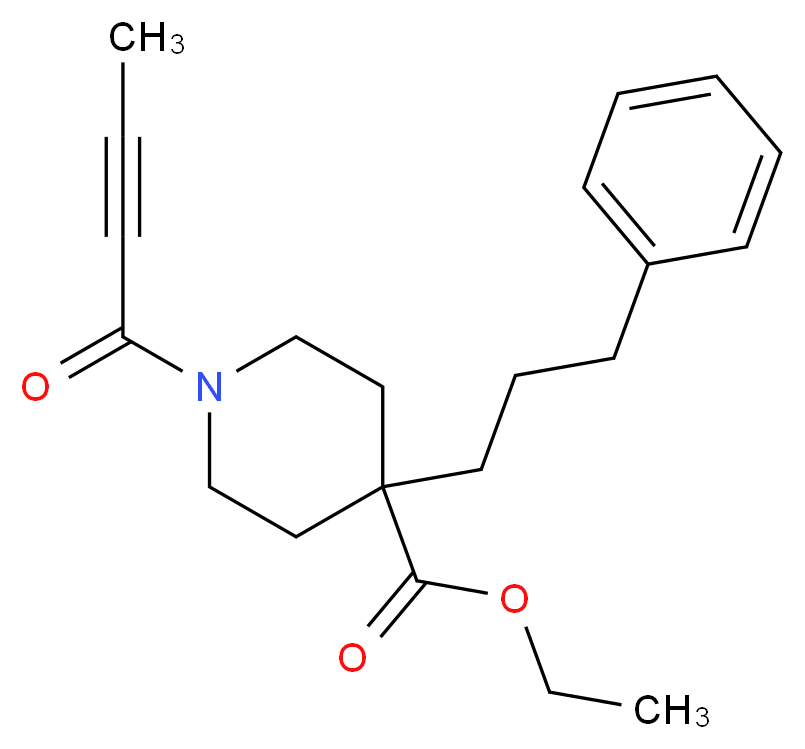 ethyl 1-(2-butynoyl)-4-(3-phenylpropyl)-4-piperidinecarboxylate_分子结构_CAS_)