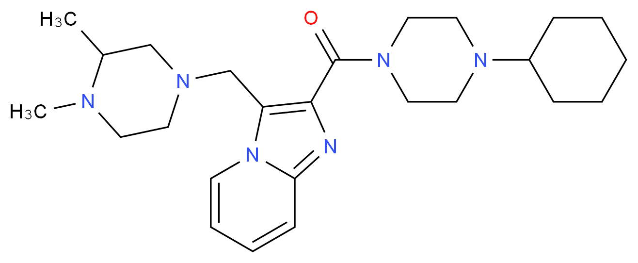2-[(4-cyclohexyl-1-piperazinyl)carbonyl]-3-[(3,4-dimethyl-1-piperazinyl)methyl]imidazo[1,2-a]pyridine_分子结构_CAS_)