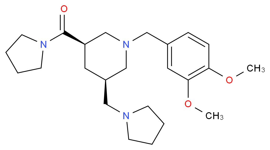 (3R,5R)-1-(3,4-dimethoxybenzyl)-3-(1-pyrrolidinylcarbonyl)-5-(1-pyrrolidinylmethyl)piperidine_分子结构_CAS_)