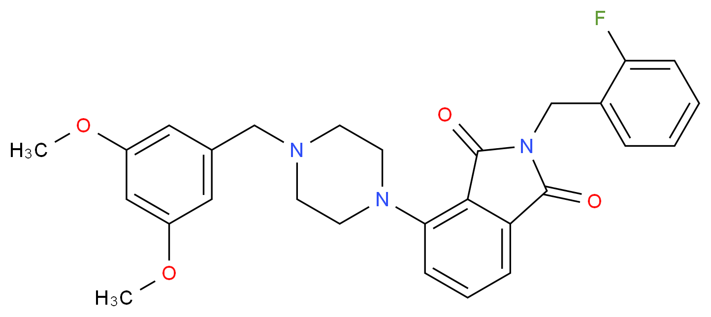 4-[4-(3,5-dimethoxybenzyl)-1-piperazinyl]-2-(2-fluorobenzyl)-1H-isoindole-1,3(2H)-dione_分子结构_CAS_)