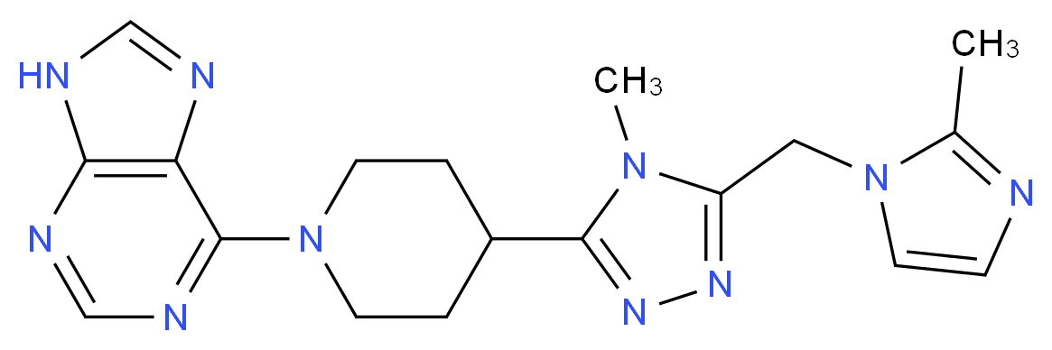 6-(4-{4-methyl-5-[(2-methyl-1H-imidazol-1-yl)methyl]-4H-1,2,4-triazol-3-yl}piperidin-1-yl)-9H-purine_分子结构_CAS_)