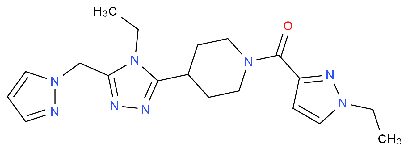 1-[(1-ethyl-1H-pyrazol-3-yl)carbonyl]-4-[4-ethyl-5-(1H-pyrazol-1-ylmethyl)-4H-1,2,4-triazol-3-yl]piperidine_分子结构_CAS_)