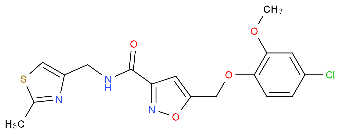 5-[(4-chloro-2-methoxyphenoxy)methyl]-N-[(2-methyl-1,3-thiazol-4-yl)methyl]-3-isoxazolecarboxamide_分子结构_CAS_)