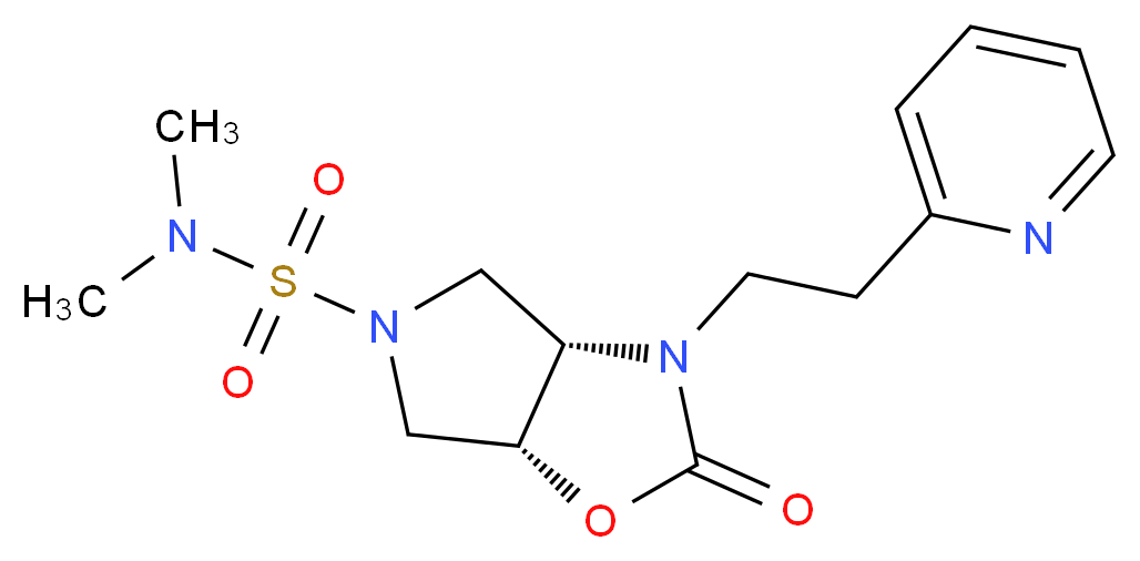 (3aS*,6aR*)-N,N-dimethyl-2-oxo-3-[2-(2-pyridinyl)ethyl]hexahydro-5H-pyrrolo[3,4-d][1,3]oxazole-5-sulfonamide_分子结构_CAS_)