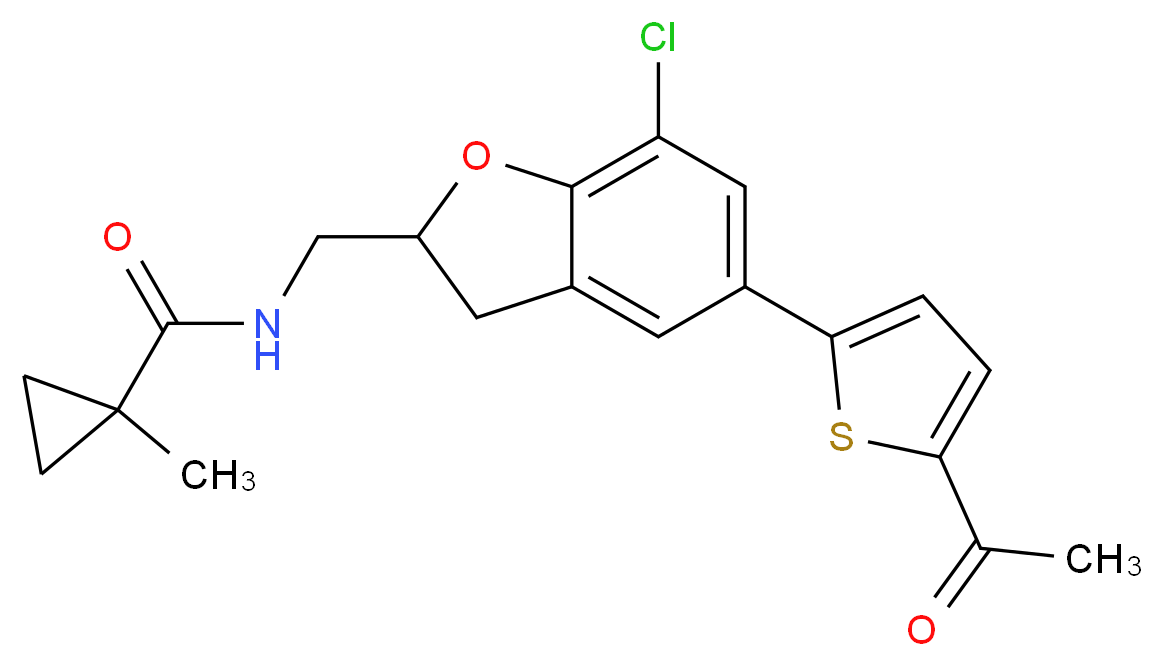 N-{[5-(5-acetyl-2-thienyl)-7-chloro-2,3-dihydro-1-benzofuran-2-yl]methyl}-1-methylcyclopropanecarboxamide_分子结构_CAS_)